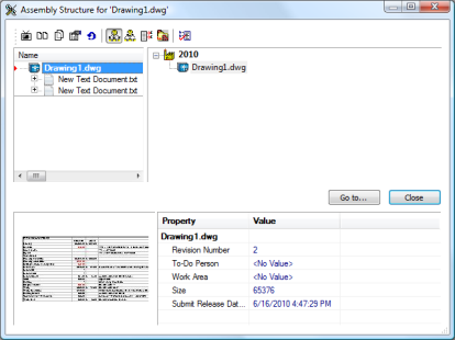 A screen shot of the Reference Browser window with document properties configured.