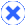 A large white circle with a blue border and a blue x in its center.