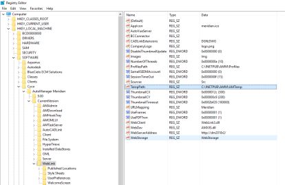 This screen capture depicts the TempPath registry key value. This value points to the AMTemp folder.