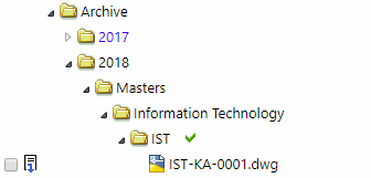 A screen shot of the Archive branch, showing an example of where a previous master document revision might be stored.